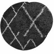 Vidaxl vloerkleed pamplona shaggy hoogpolig ø 240 cm zwart en crème - afbeelding 3