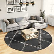 Vidaxl vloerkleed pamplona shaggy hoogpolig ø 240 cm zwart en crème - afbeelding 1