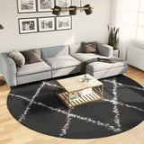 Vidaxl vloerkleed pamplona shaggy hoogpolig ø 280 cm zwart en crème - afbeelding 1
