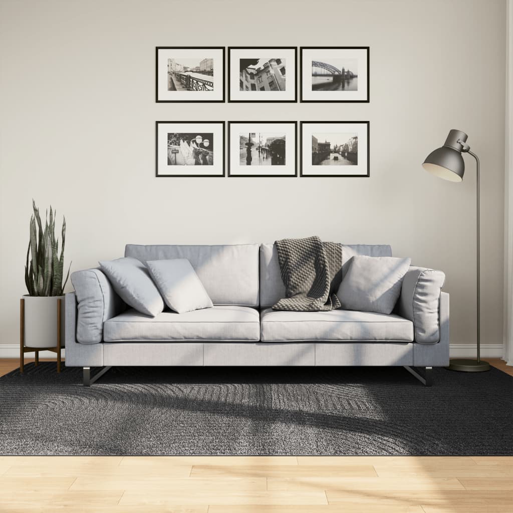 Vidaxl vloerkleed iza laagpolig scandinavisch 160x230 cm antraciet