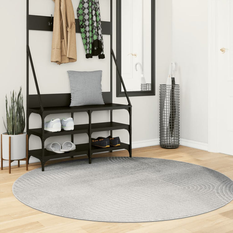 Vidaxl vloerkleed iza laagpolig scandinavisch ø 160 cm grijs