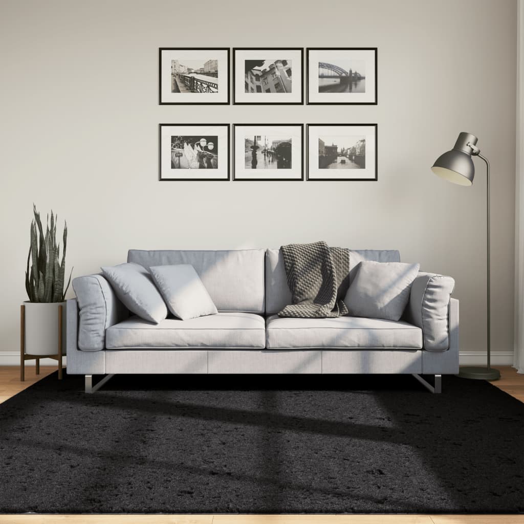 Vidaxl vloerkleed oviedo laagpolig 200x200 cm zwart