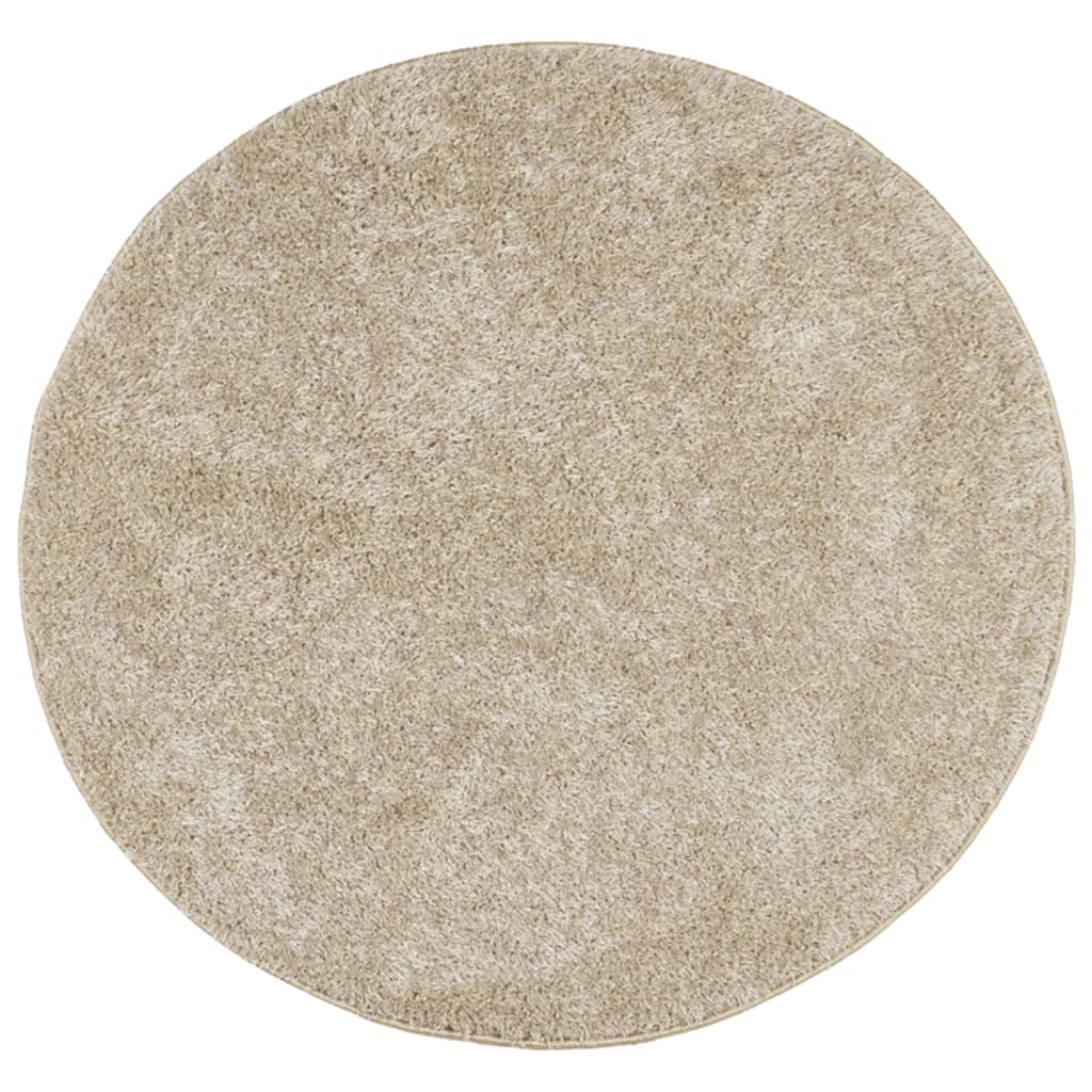 Vidaxl vloerkleed istan hoogpolig glanzend ø 100 cm beige