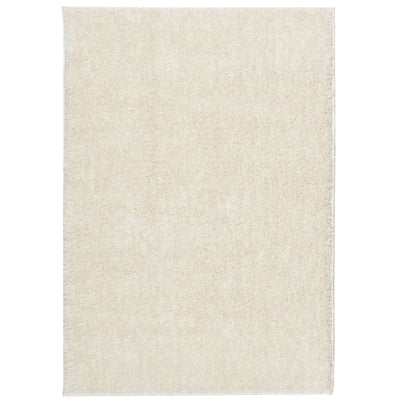 Vidaxl vloerkleed istan hoogpolig glanzend 140x200 cm crèmekleurig