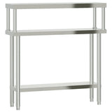 Vidaxl keukenwerktafel met bovenschap 110x30x120 cm roestvrij staal - afbeelding 2