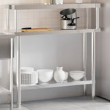 Vidaxl keukenwerktafel met bovenschap 110x30x120 cm roestvrij staal - afbeelding 1