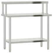 Vidaxl keukenwerktafel met bovenschap 110x55x120 cm roestvrij staal - afbeelding 2