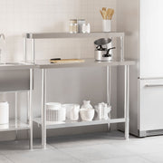 Vidaxl keukenwerktafel met bovenschap 110x55x120 cm roestvrij staal - afbeelding 3