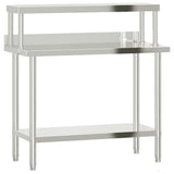 Vidaxl keukenwerktafel met bovenschap 110x55x120 cm roestvrij staal - afbeelding 2