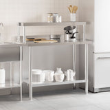 Vidaxl keukenwerktafel met bovenschap 110x55x120 cm roestvrij staal - afbeelding 3