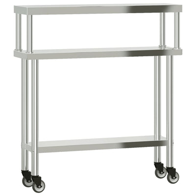 Vidaxl keukenwerktafel met bovenschap 110x30x120 cm roestvrij staal