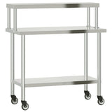 Vidaxl keukenwerktafel met bovenschap 110x55x120 cm roestvrij staal - afbeelding 2