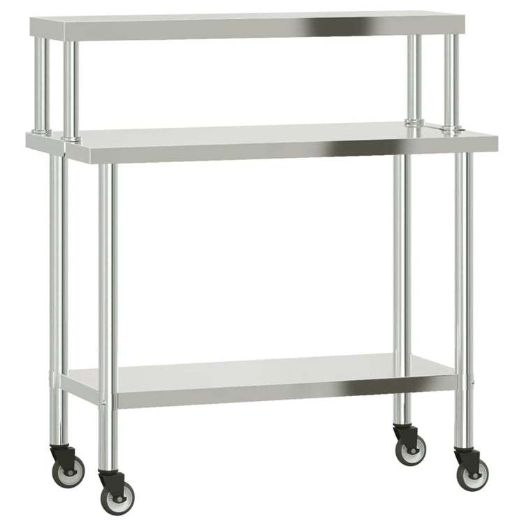 Vidaxl keukenwerktafel met bovenschap 110x55x120 cm roestvrij staal