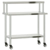 Vidaxl keukenwerktafel met bovenschap 110x55x120 cm roestvrij staal