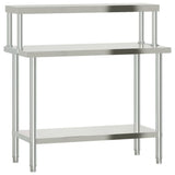 Vidaxl keukenwerktafel met bovenschap 110x55x120 cm roestvrij staal - afbeelding 2