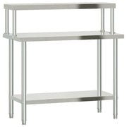 Vidaxl keukenwerktafel met bovenschap 110x55x120 cm roestvrij staal - afbeelding 2
