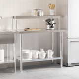 Vidaxl keukenwerktafel met bovenschap 110x55x120 cm roestvrij staal - afbeelding 3