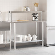 Vidaxl keukenwerktafel met bovenschap 110x55x120 cm roestvrij staal - afbeelding 3