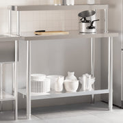 Vidaxl keukenwerktafel met bovenschap 110x55x120 cm roestvrij staal - afbeelding 1