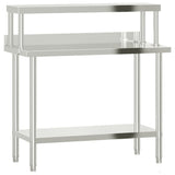 Vidaxl keukenwerktafel met bovenschap 110x55x120 cm roestvrij staal - afbeelding 2