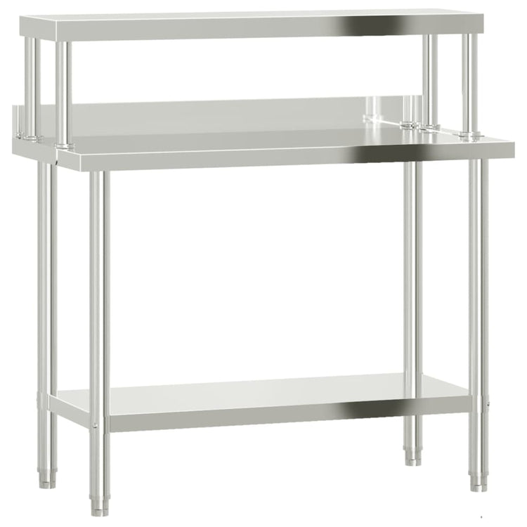Vidaxl keukenwerktafel met bovenschap 110x55x120 cm roestvrij staal