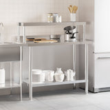 Vidaxl keukenwerktafel met bovenschap 110x55x120 cm roestvrij staal - afbeelding 3