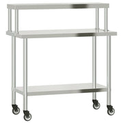 Vidaxl keukenwerktafel met bovenschap 110x55x120 cm roestvrij staal - afbeelding 2