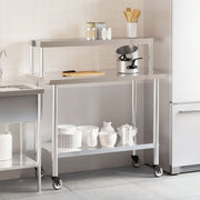 Vidaxl keukenwerktafel met bovenschap 110x55x120 cm roestvrij staal - afbeelding 3