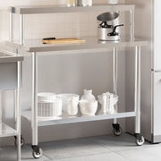 Vidaxl keukenwerktafel met bovenschap 110x55x120 cm roestvrij staal - afbeelding 1