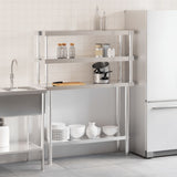 Vidaxl keukenwerktafel met bovenschap 110x30x150 cm roestvrij staal - afbeelding 3