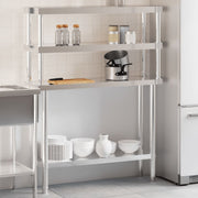 Vidaxl keukenwerktafel met bovenschap 110x30x150 cm roestvrij staal - afbeelding 1