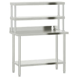 Vidaxl keukenwerktafel met bovenschap 110x55x150 cm roestvrij staal - afbeelding 2