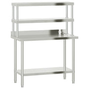 Vidaxl keukenwerktafel met bovenschap 110x55x150 cm roestvrij staal - afbeelding 2