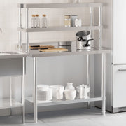Vidaxl keukenwerktafel met bovenschap 110x55x150 cm roestvrij staal - afbeelding 1