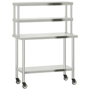 Vidaxl keukenwerktafel met bovenschap 110x55x150 cm roestvrij staal - afbeelding 2