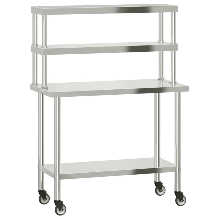 Vidaxl keukenwerktafel met bovenschap 110x55x150 cm roestvrij staal