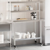 Vidaxl keukenwerktafel met bovenschap 110x55x150 cm roestvrij staal - afbeelding 1