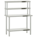 Vidaxl keukenwerktafel met bovenschap 110x55x150 cm roestvrij staal - afbeelding 2