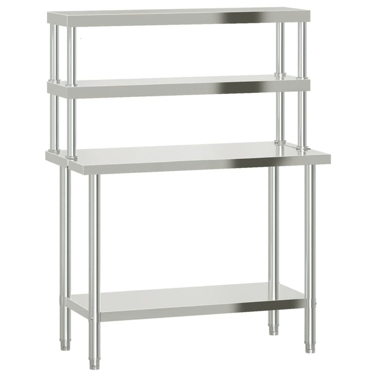 Vidaxl keukenwerktafel met bovenschap 110x55x150 cm roestvrij staal