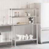 Vidaxl keukenwerktafel met bovenschap 110x55x150 cm roestvrij staal - afbeelding 3