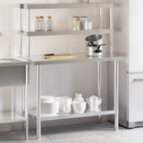 Vidaxl keukenwerktafel met bovenschap 110x55x150 cm roestvrij staal - afbeelding 1