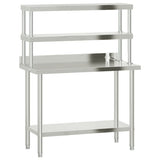 Vidaxl keukenwerktafel met bovenschap 110x55x150 cm roestvrij staal - afbeelding 2