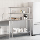 Vidaxl keukenwerktafel met bovenschap 110x55x150 cm roestvrij staal - afbeelding 3