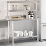 Vidaxl keukenwerktafel met bovenschap 110x55x150 cm roestvrij staal - afbeelding 1