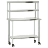 Vidaxl keukenwerktafel met bovenschap 110x55x150 cm roestvrij staal - afbeelding 2