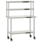 Vidaxl keukenwerktafel met bovenschap 110x55x150 cm roestvrij staal - afbeelding 2
