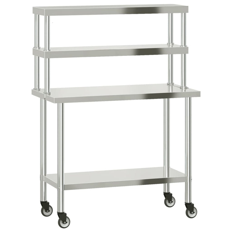 Vidaxl keukenwerktafel met bovenschap 110x55x150 cm roestvrij staal