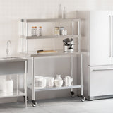Vidaxl keukenwerktafel met bovenschap 110x55x150 cm roestvrij staal - afbeelding 3