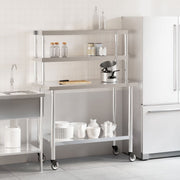 Vidaxl keukenwerktafel met bovenschap 110x55x150 cm roestvrij staal - afbeelding 3
