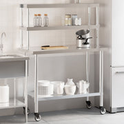 Vidaxl keukenwerktafel met bovenschap 110x55x150 cm roestvrij staal - afbeelding 1